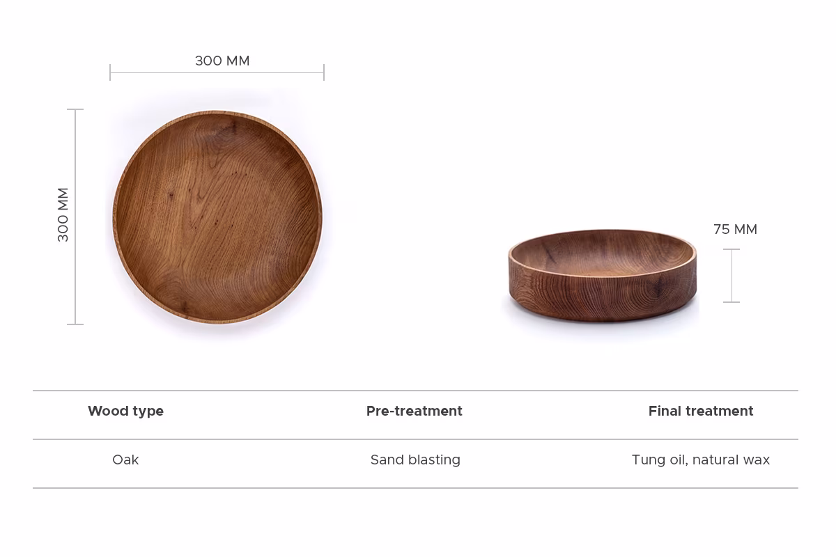 Sandblasted oak Dungk bowl, Anonymia