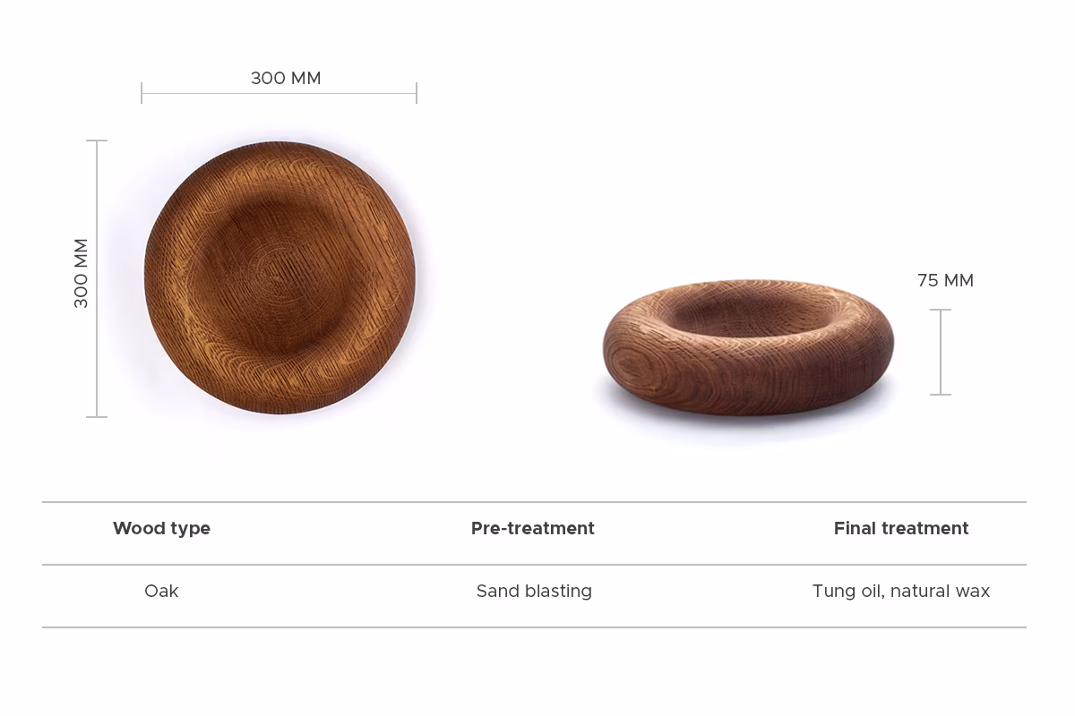 Handmade Twyrrl sandblasted oak bowl by Anonymia, Danish design studio
