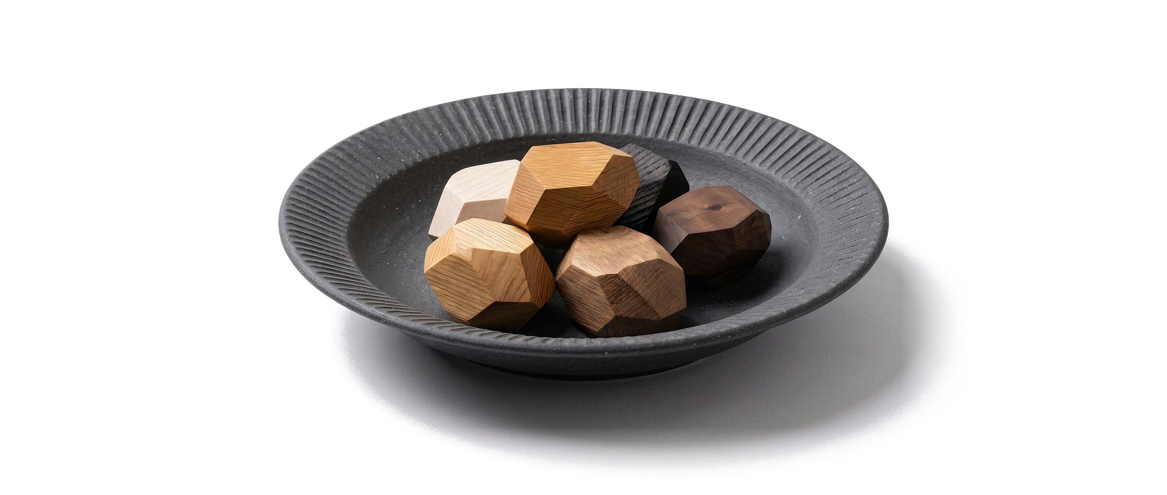 Anonymia sample stones used as a decorative object in a bowl