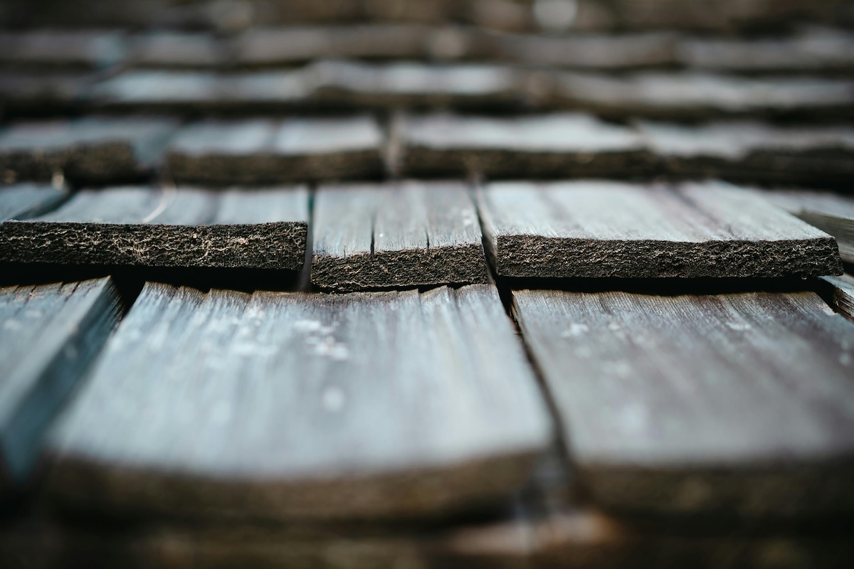 Close-Up of Rustic Weathered Wooden Shingles