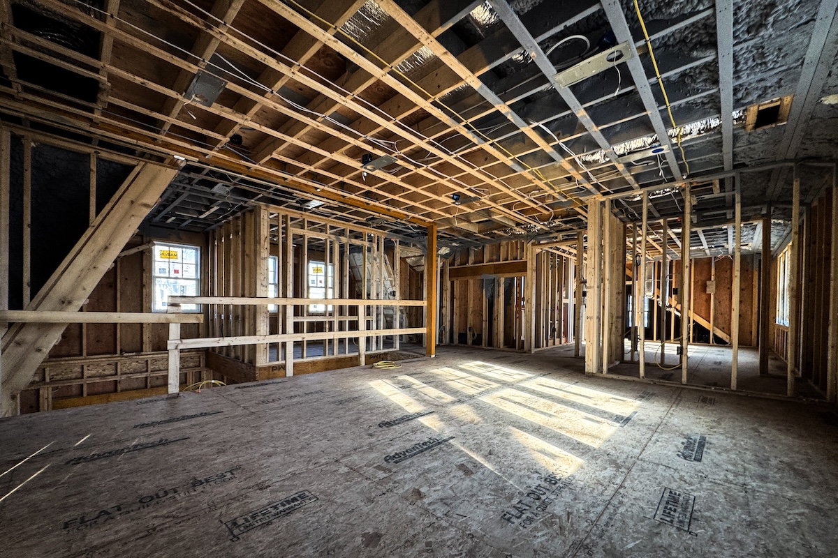 An O'Neill Bowes built home framed up.