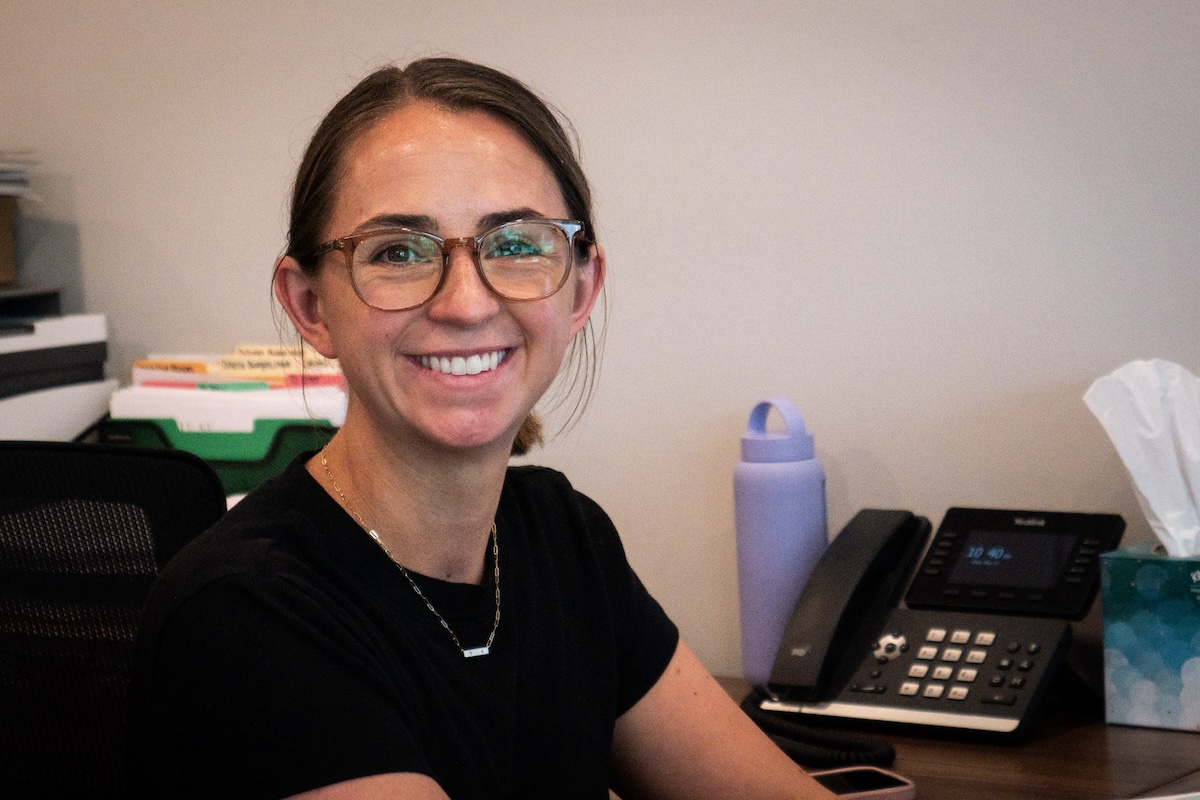 O'Neill Bowes Building's Office Manager, Jacqui Sweeney, at their office in Osterville, MA.