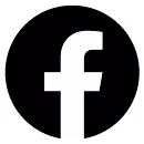 Facebook icon in white inside a black circle.
