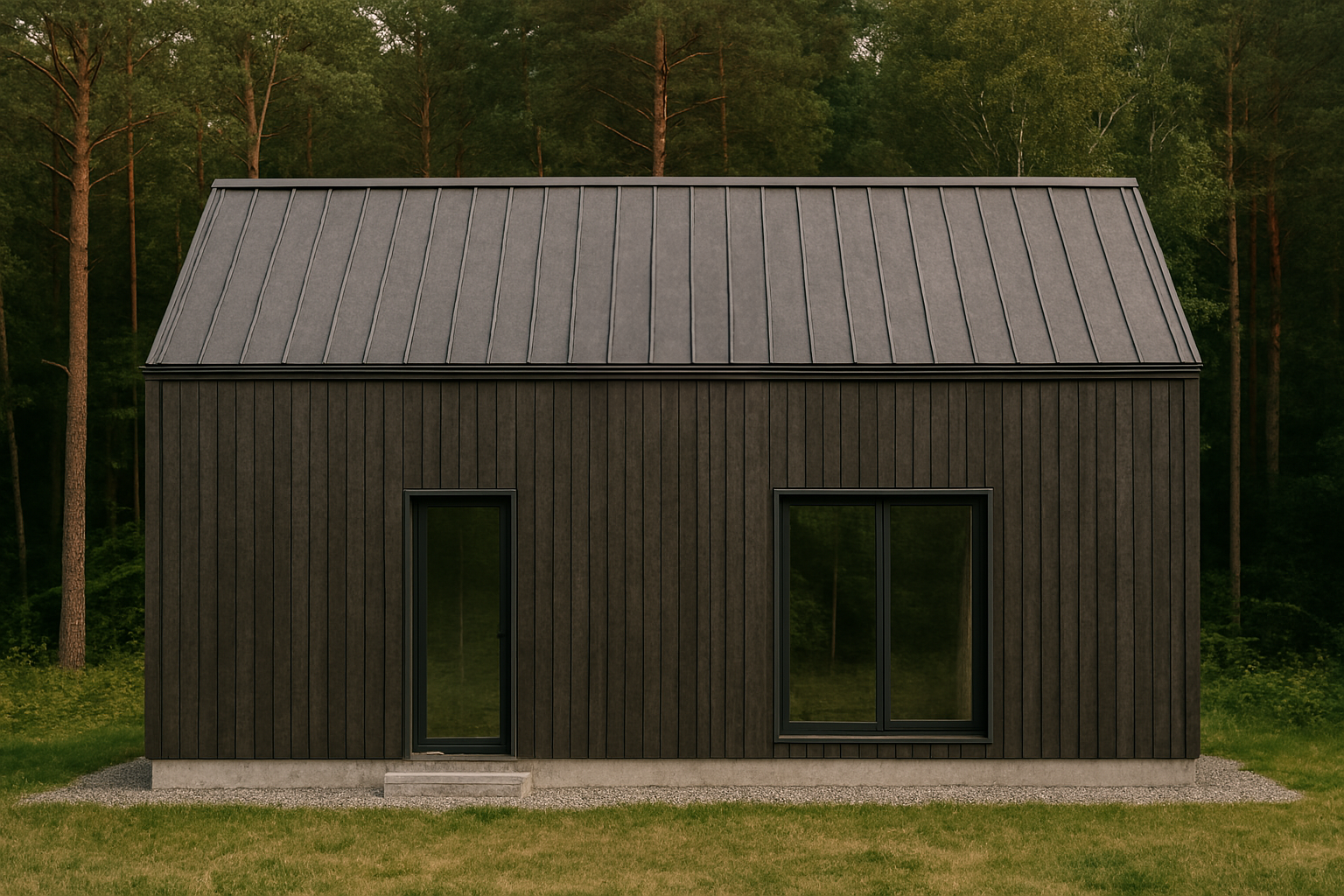 Brzegostan house visualization – side view in forest landscape by Recreate