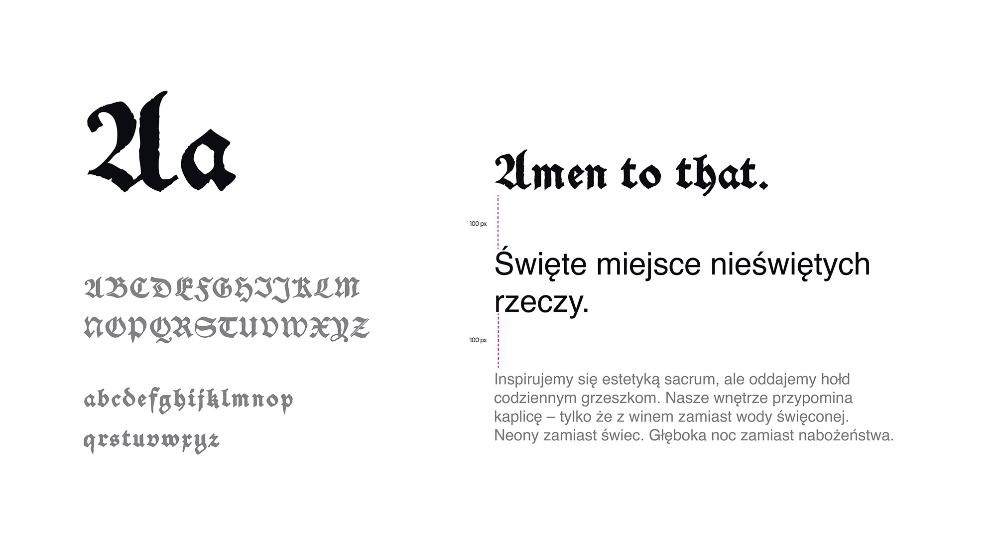 We Dnie W Nocy typography sample – brutalist blackletter style by Recreate