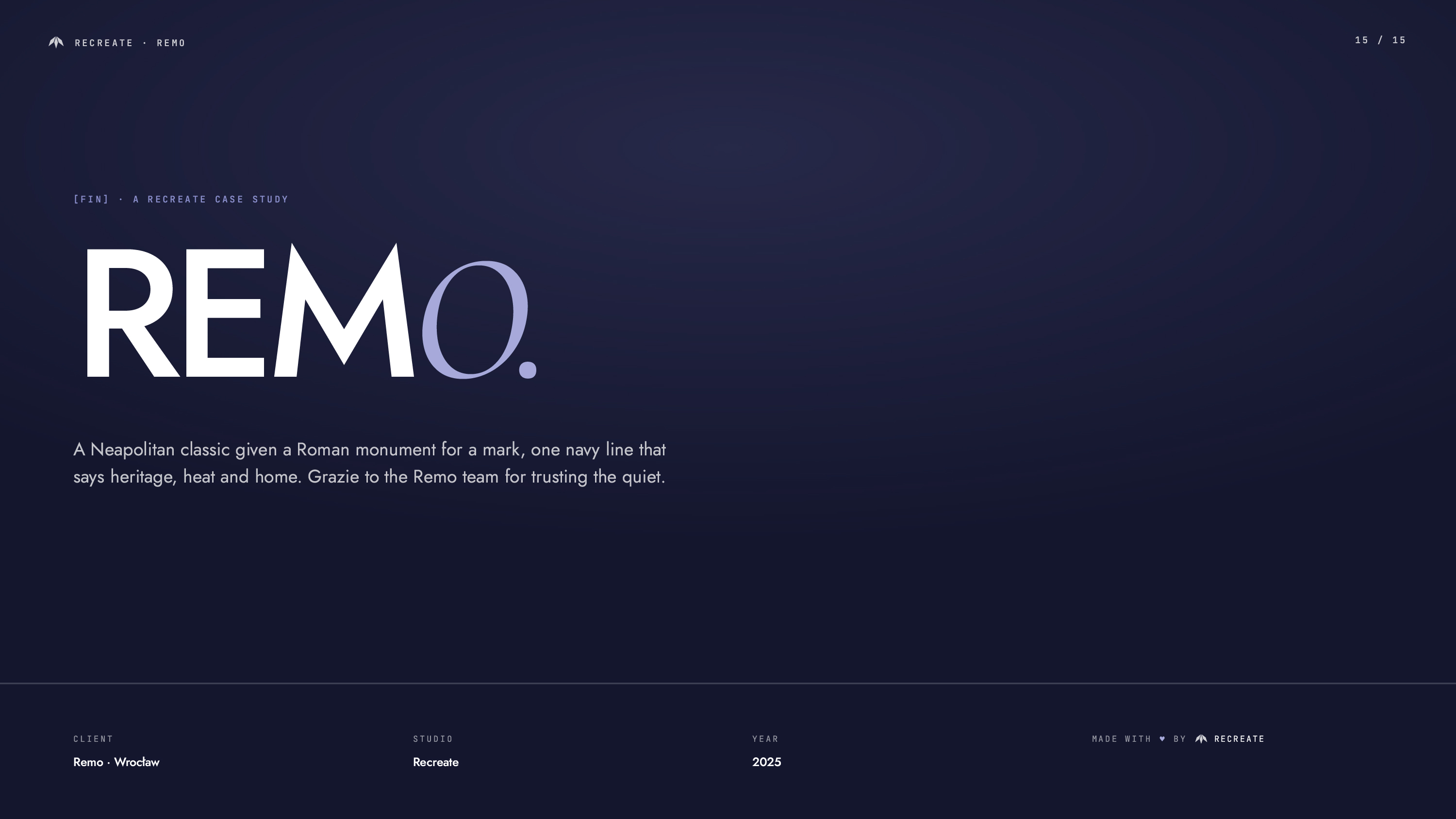 REMO restaurant branding case study by Recreate Studio in Wrocław