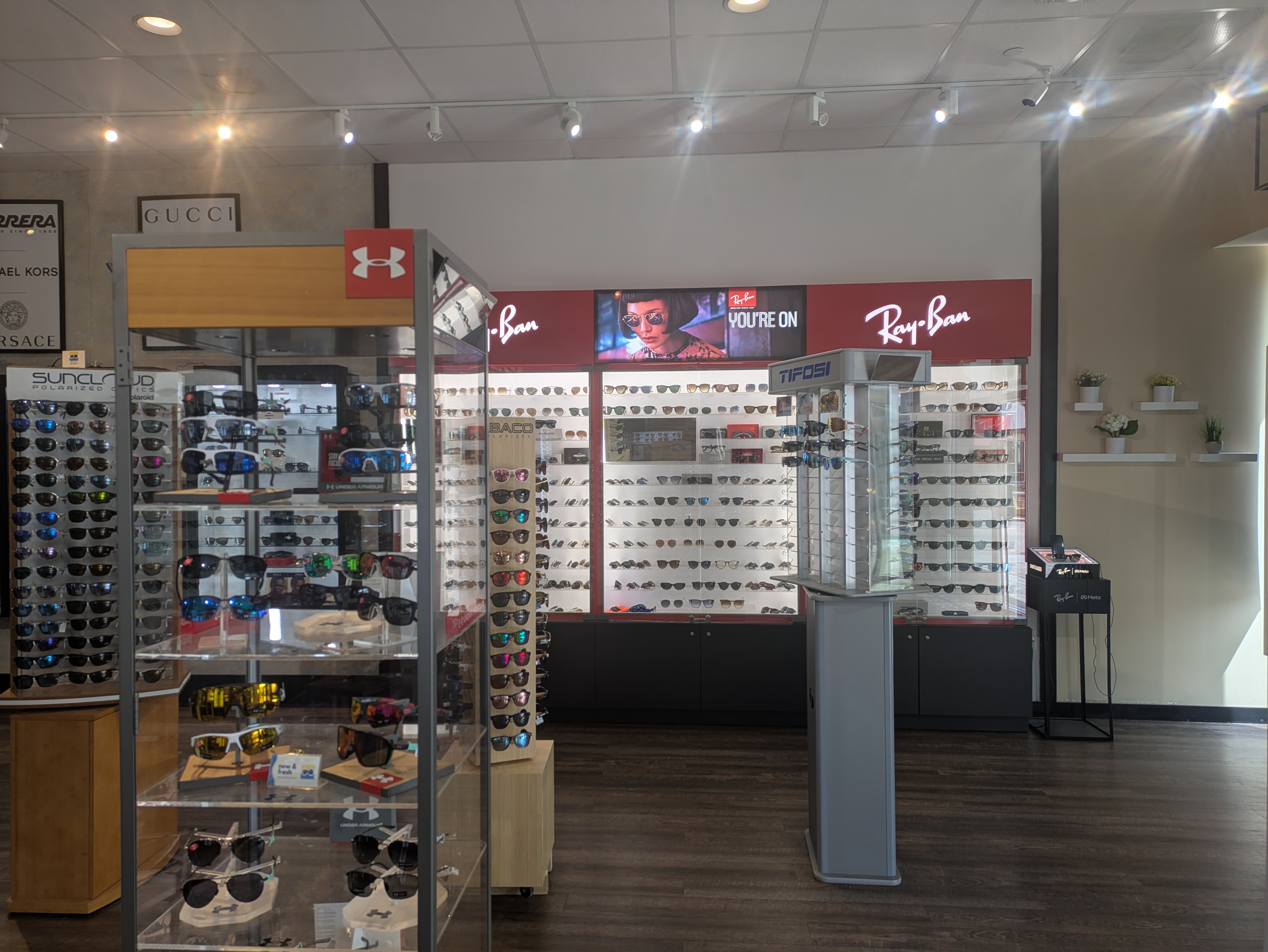 Ray-Ban sunglasses on display at Select Shades Sunglass Outlet in Fort Worth, TX