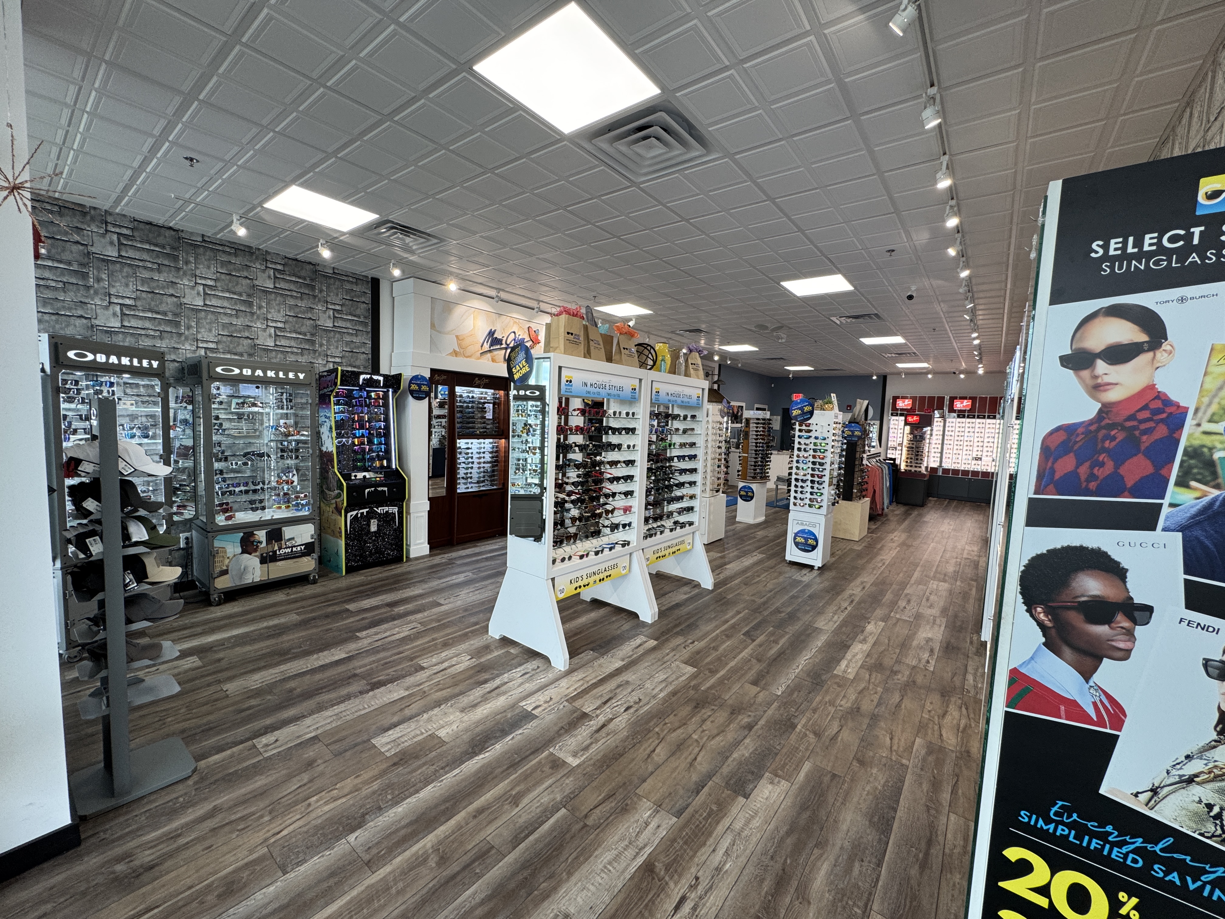 Interior shot of Select Shades Nashville featuring premium sunglass brands and organized display walls