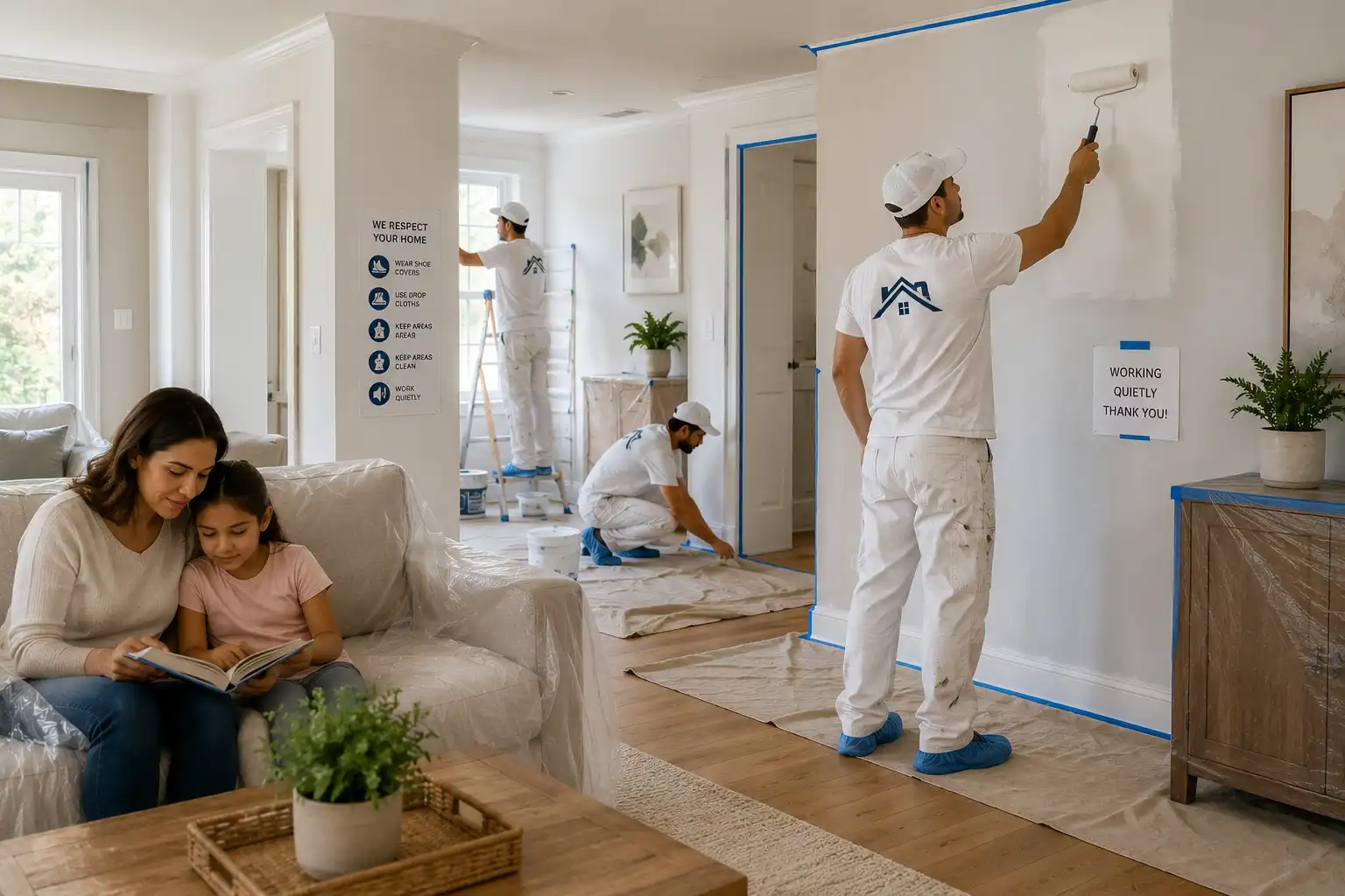 How Professional Painters Work in Occupied Homes