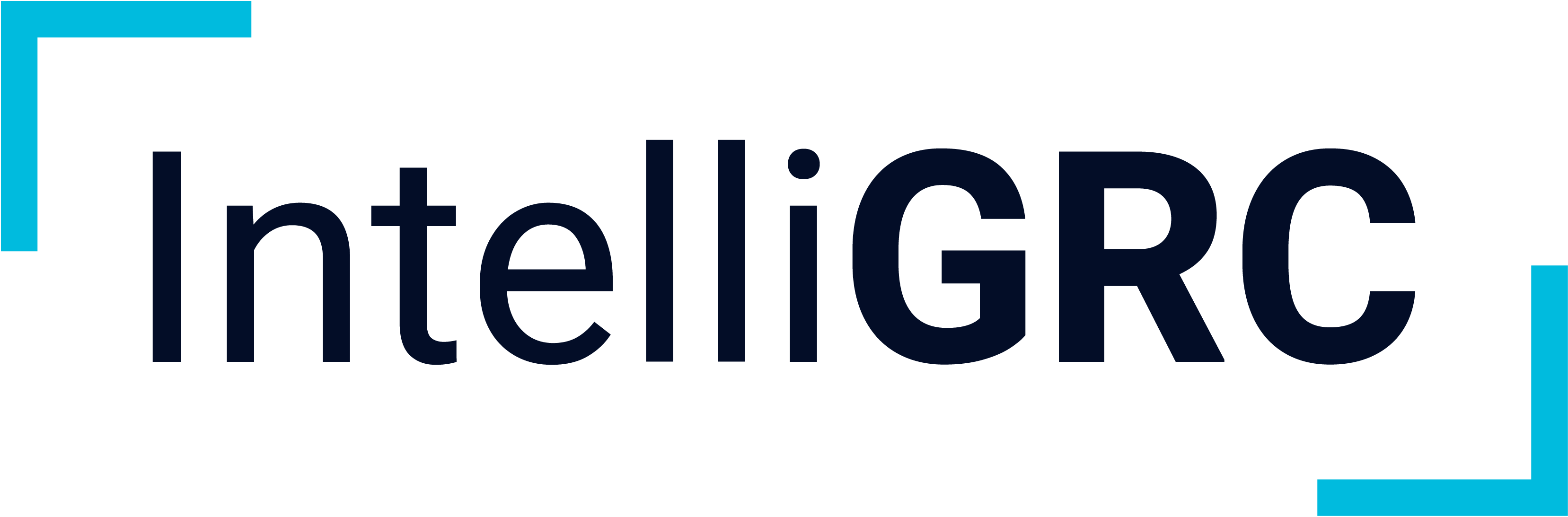 IntelliGRC logo with stylized blue corner brackets.