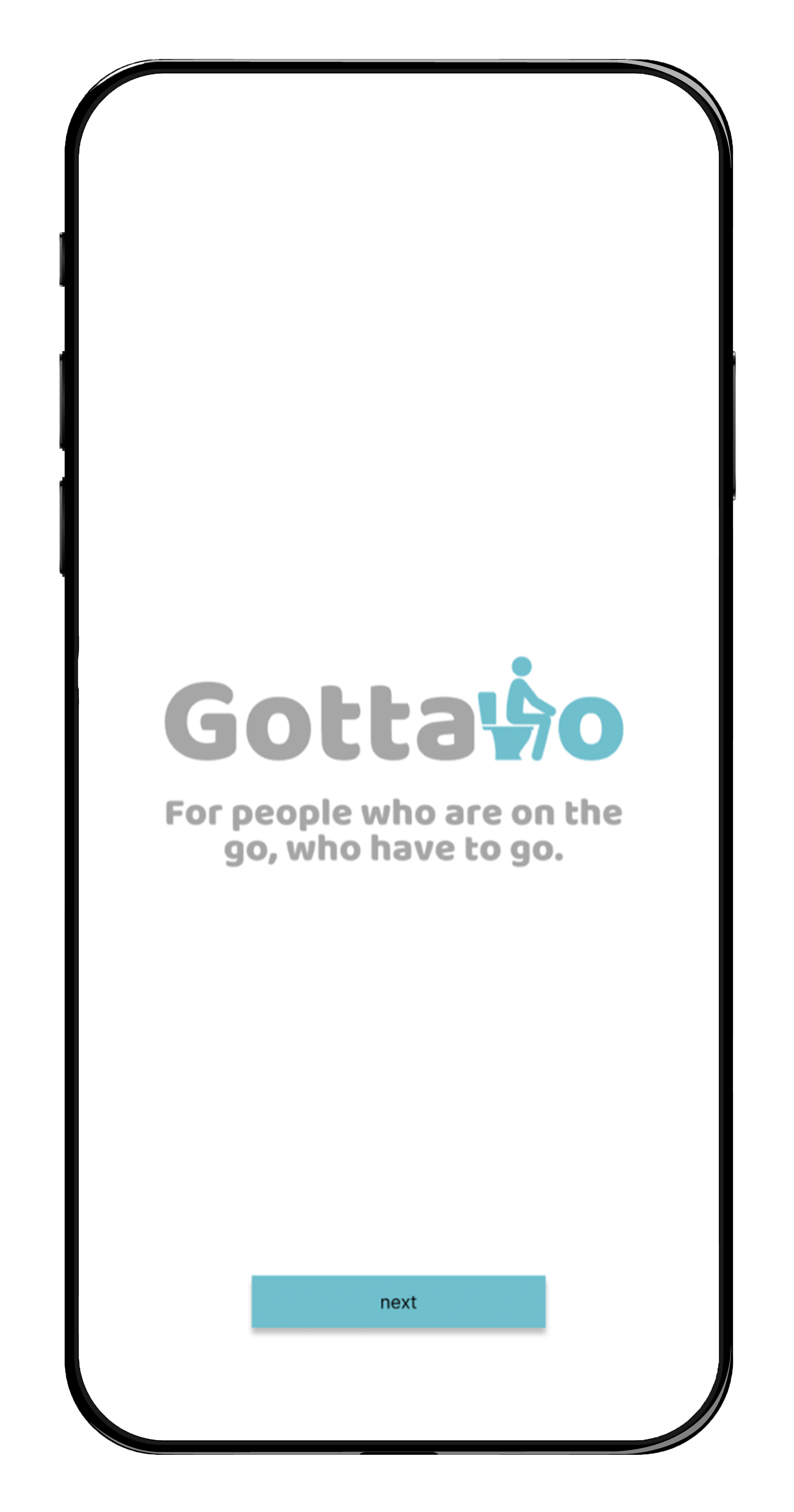 A mobile phone screen showing GottaGo's splash screen and logo