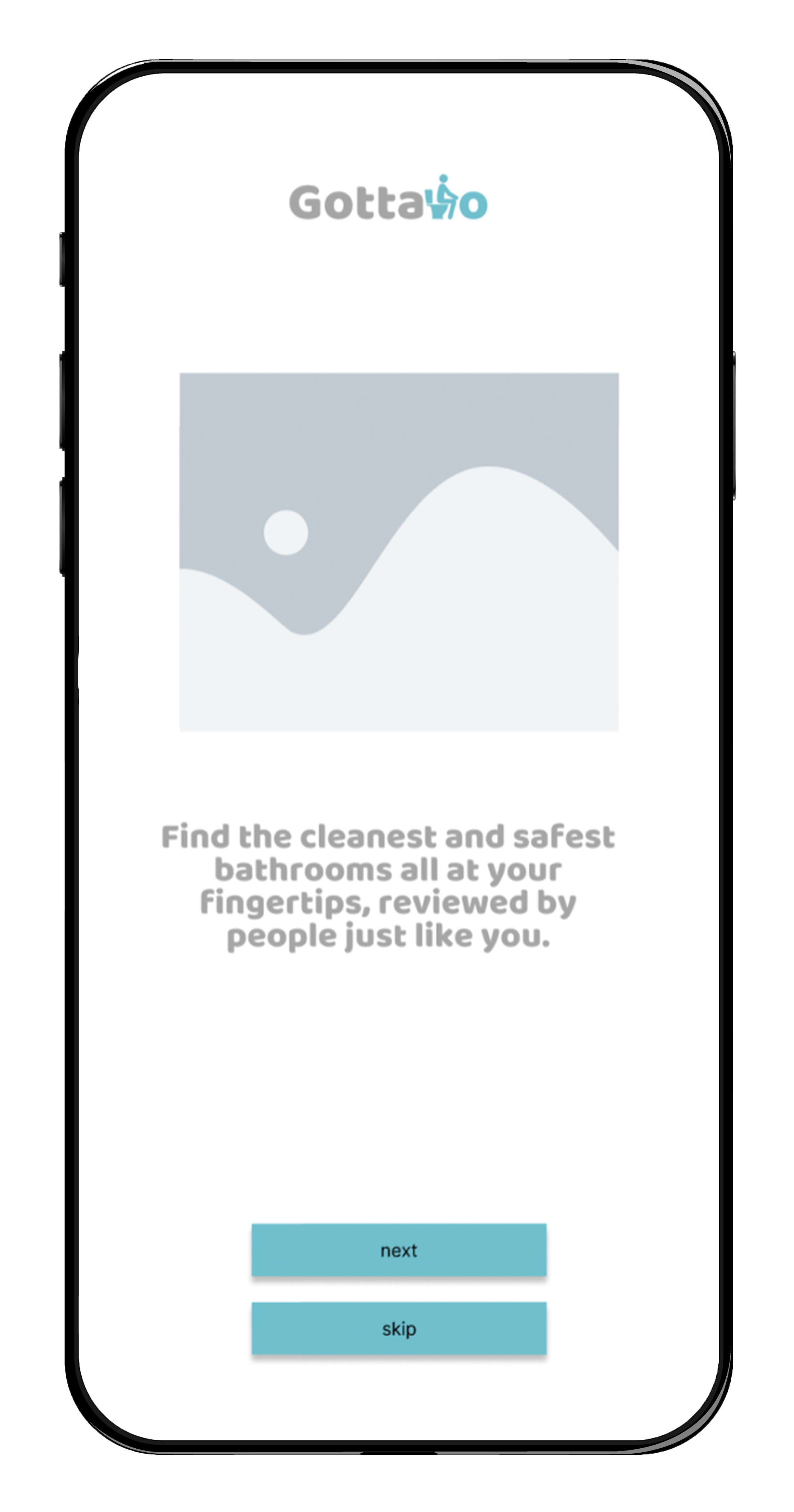 A mobile phone screen showing GottaGo's introduction screen