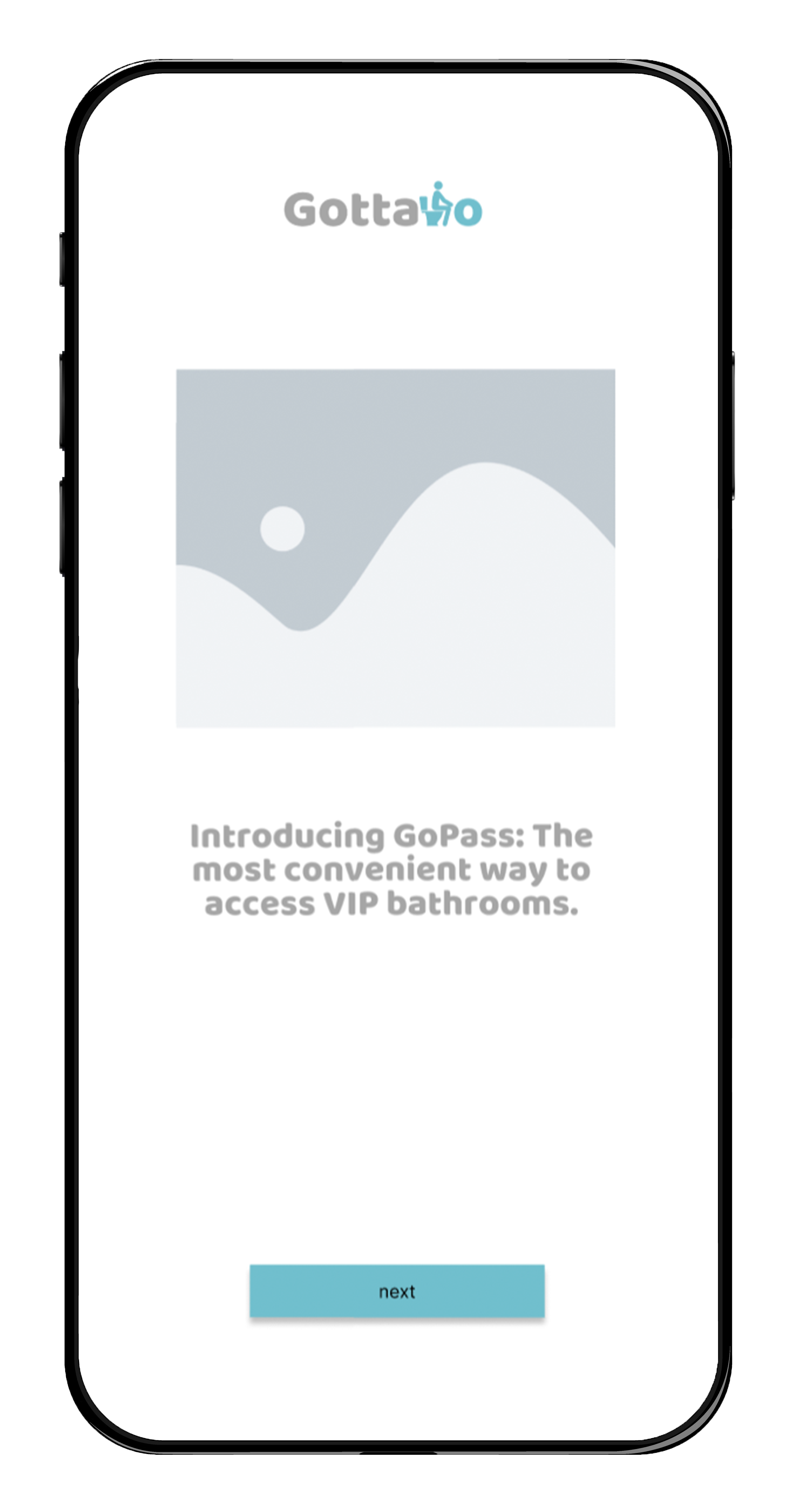 A mobile phone screen showing GottaGo's GoPass introduction screen