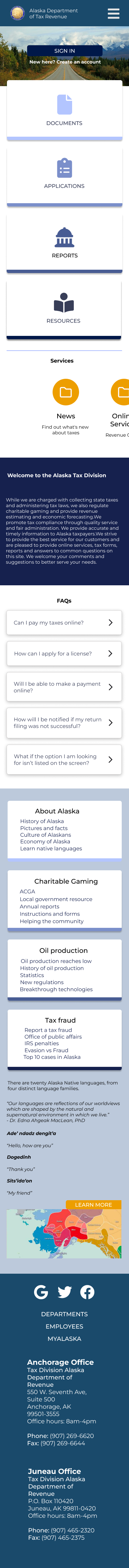 Full length screenshot of a website home page at mobile size