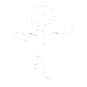 stick figure with yes and no symbols