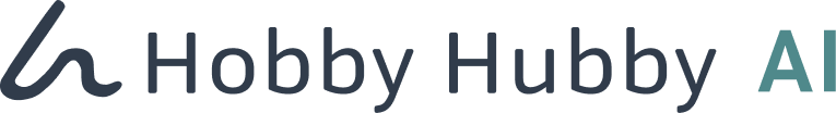 Hobby Hubby AI logo with stylized brushstroke design.