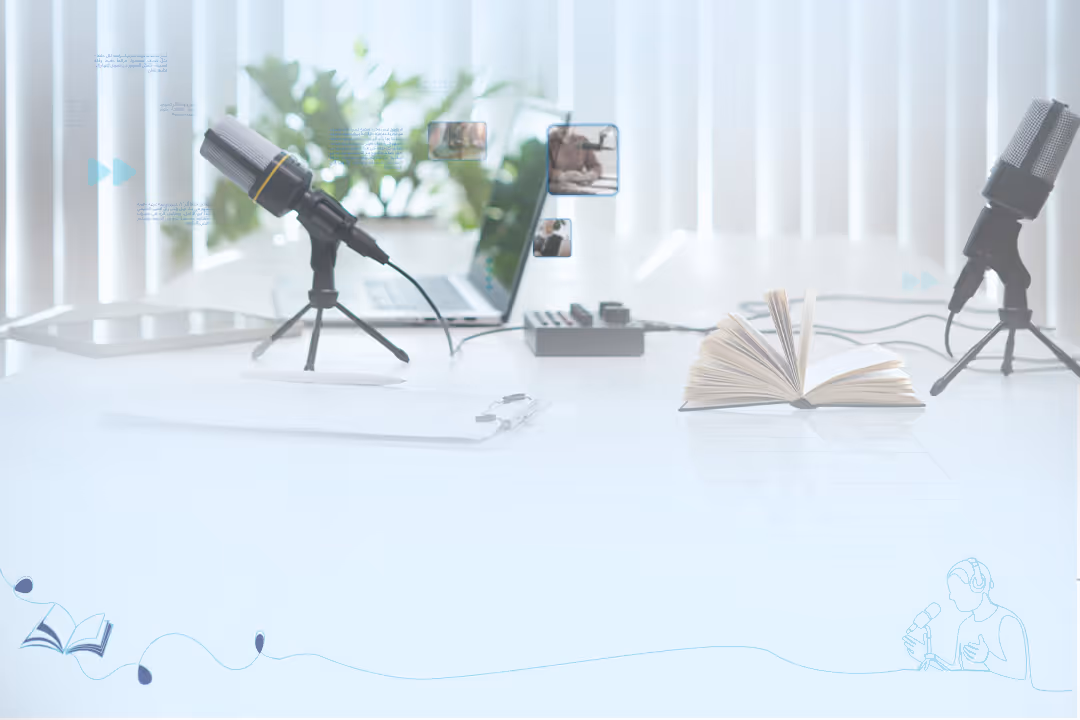 بنر برنامج حكايا أثر يعرض مساحة عمل هادئة مع أشجار تعبر عن المشاركة المجتمعية والابتكار الاجتماعي والتنمية المستدامة وتمكين المجتمع