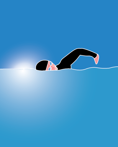 Early morning sun rising ocean swim.