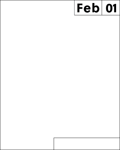 The first day of the month of February on a calendar.