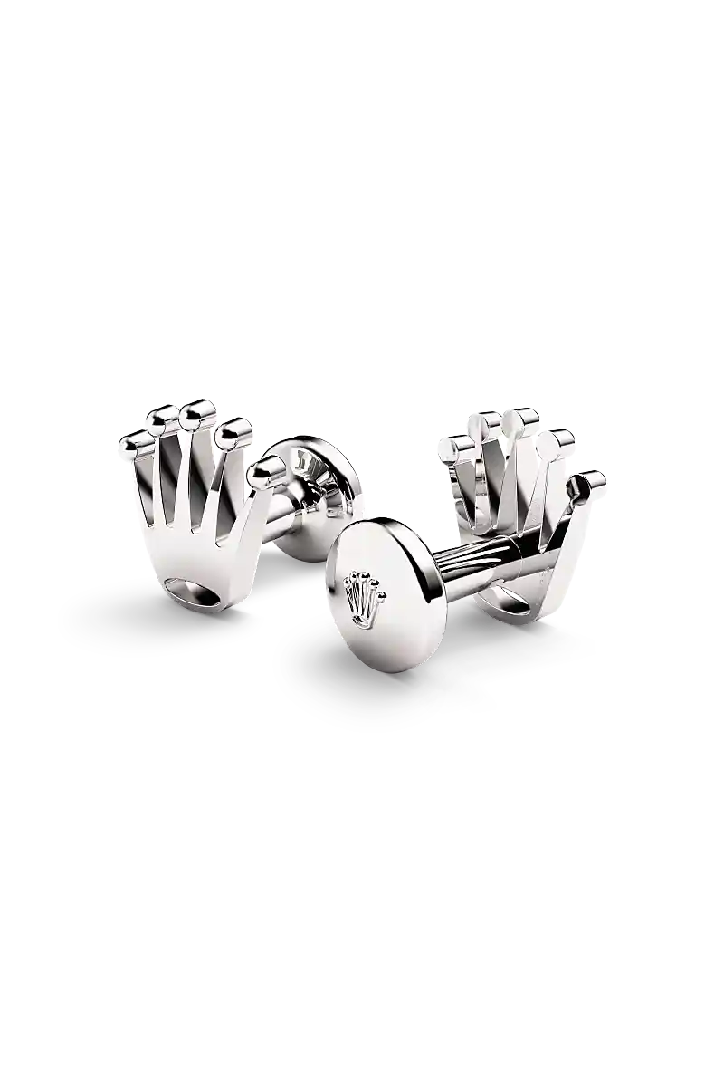 Rolex 'Crown' cufflinks in White gold, A1019 at Langfords Jewellers