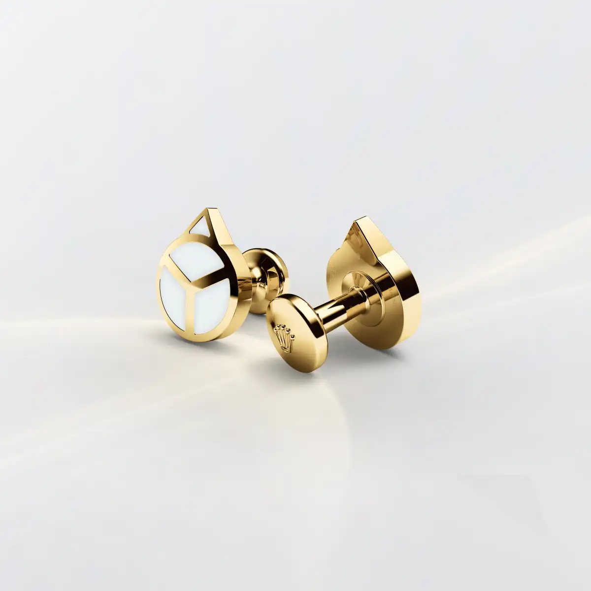 Rolex 'Hand' cufflinks in Yellow gold and luminescent material, A1028 at Langfords Jewellers