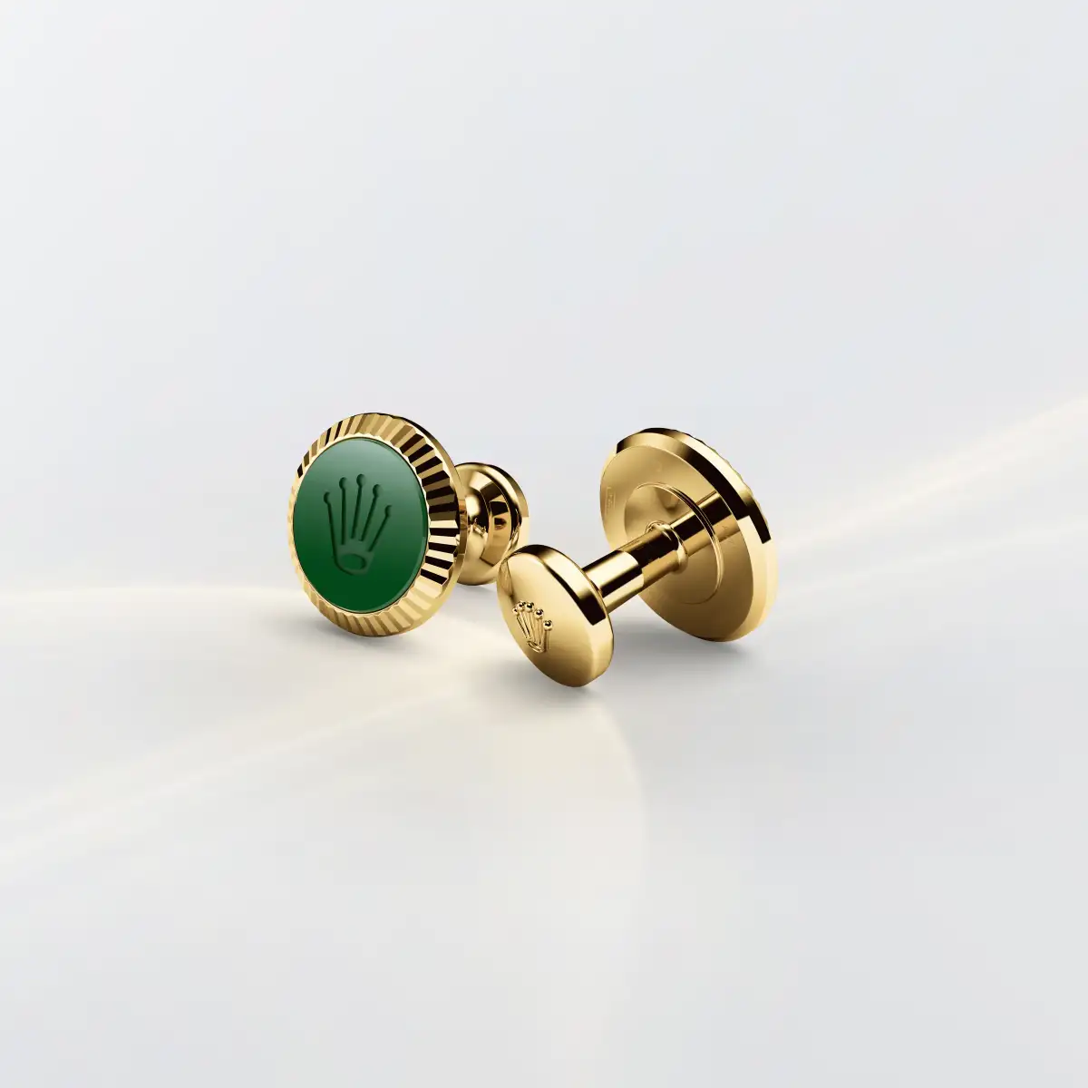 Rolex 'Fluted' cufflinks in Yellow gold and ceramic, A1038 at Langfords Jewellers