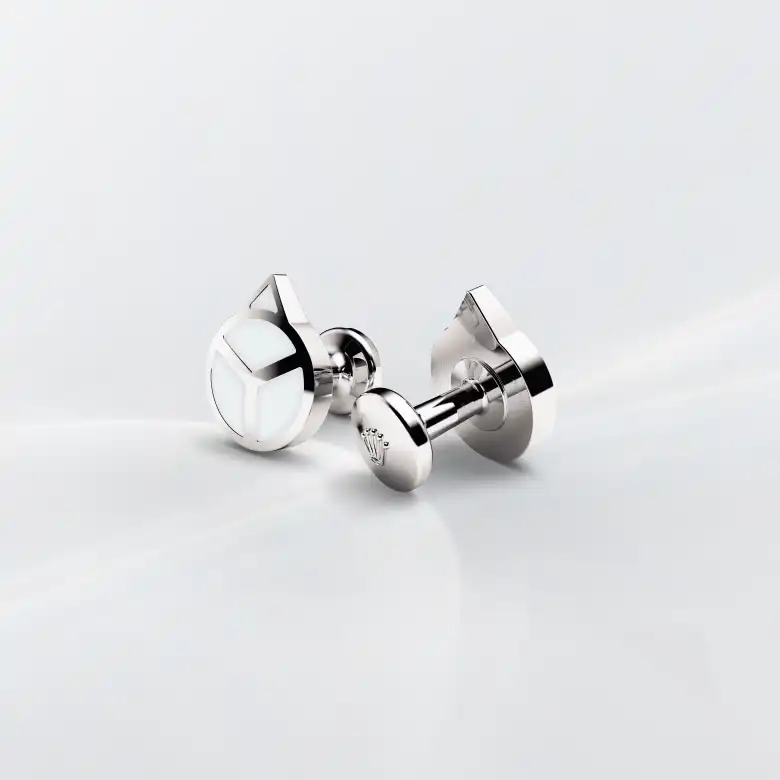 Rolex 'Hand' cufflinks in White gold and luminescent material, A1029 at Langfords Jewellers
