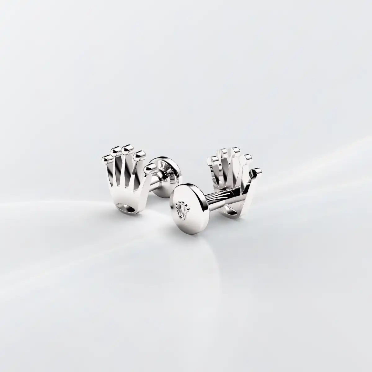 Rolex 'Crown' cufflinks in White gold, A1019 at Langfords Jewellers