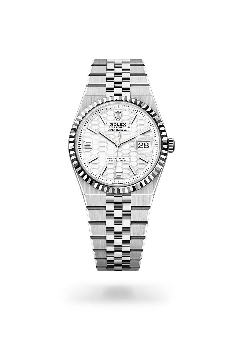 Rolex Land-Dweller in White Rolesor - combination of Oystersteel and white gold, m127234-0001 - Langfords Jewellers