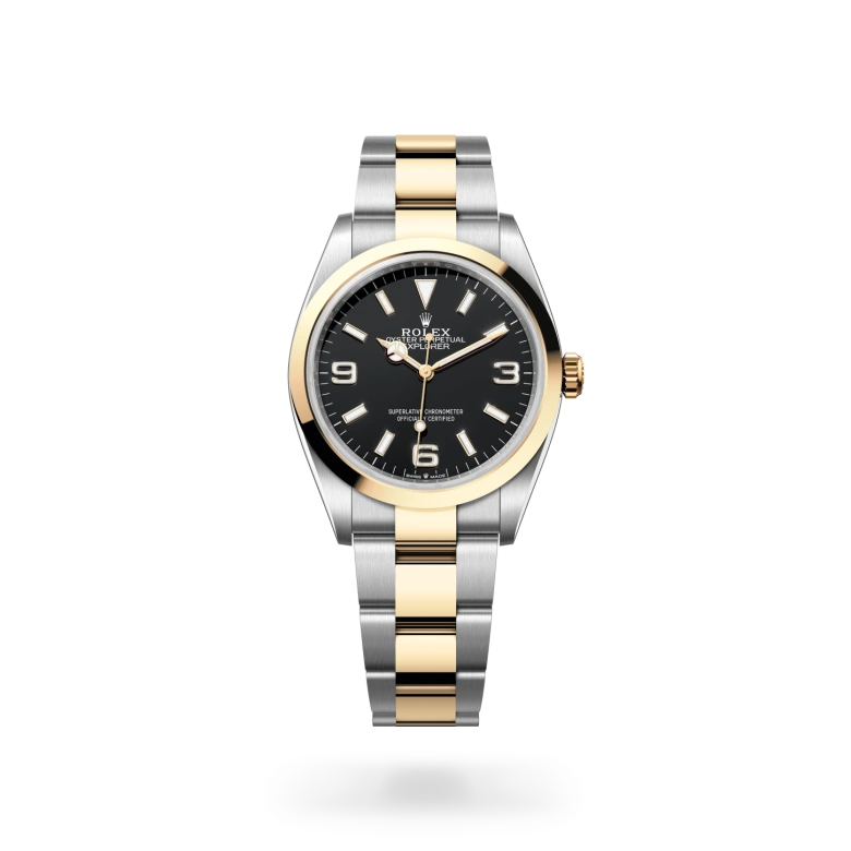 Rolex Explorer in Yellow Rolesor - combination of Oystersteel and yellow gold, M124273-0001 - Langfords Jewellers