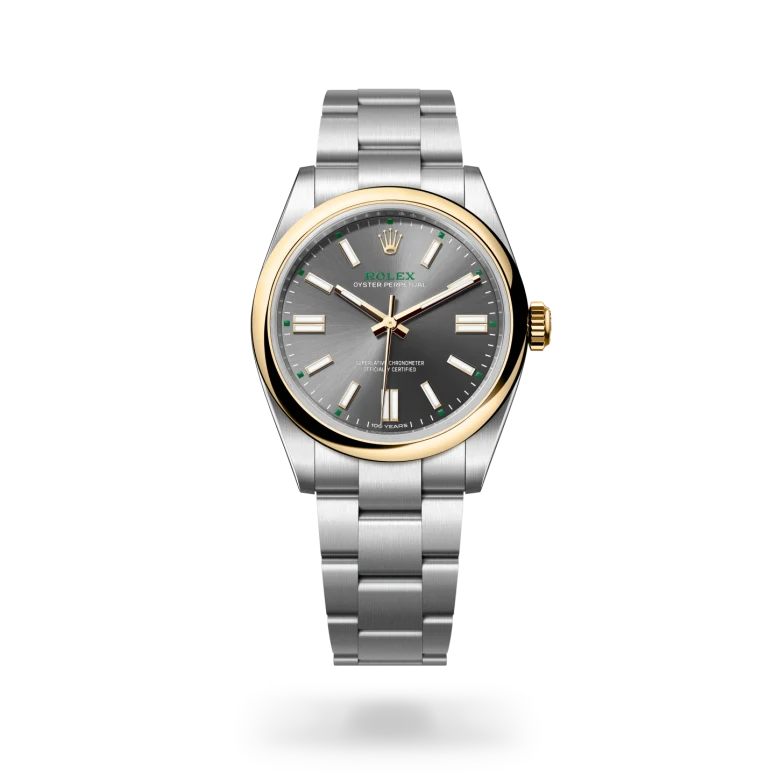 Rolex Oyster Perpetual in Yellow Rolesor - combination of Oystersteel and yellow gold, M134303-0001 - Langfords Jewellers