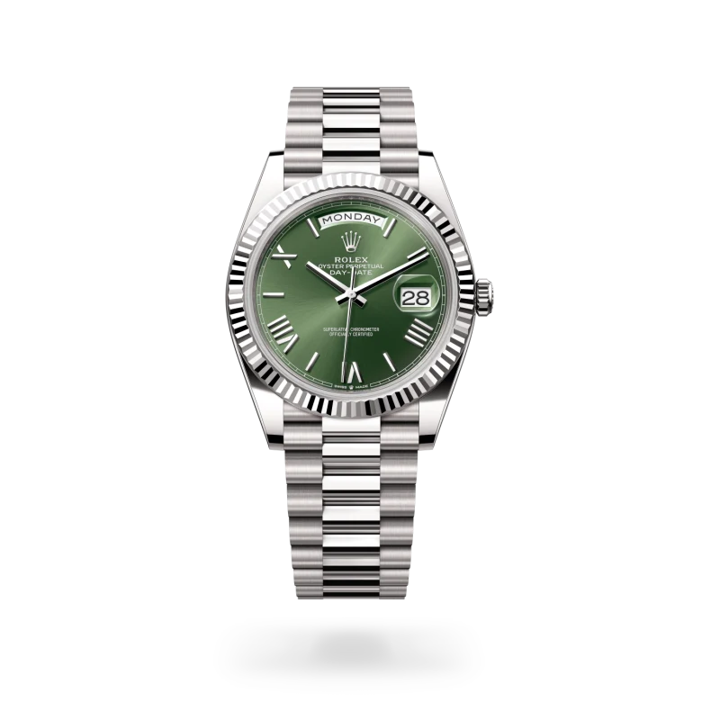 Rolex Day-Date in 18 ct white gold, M228239-0033 - Langfords Jewellers
