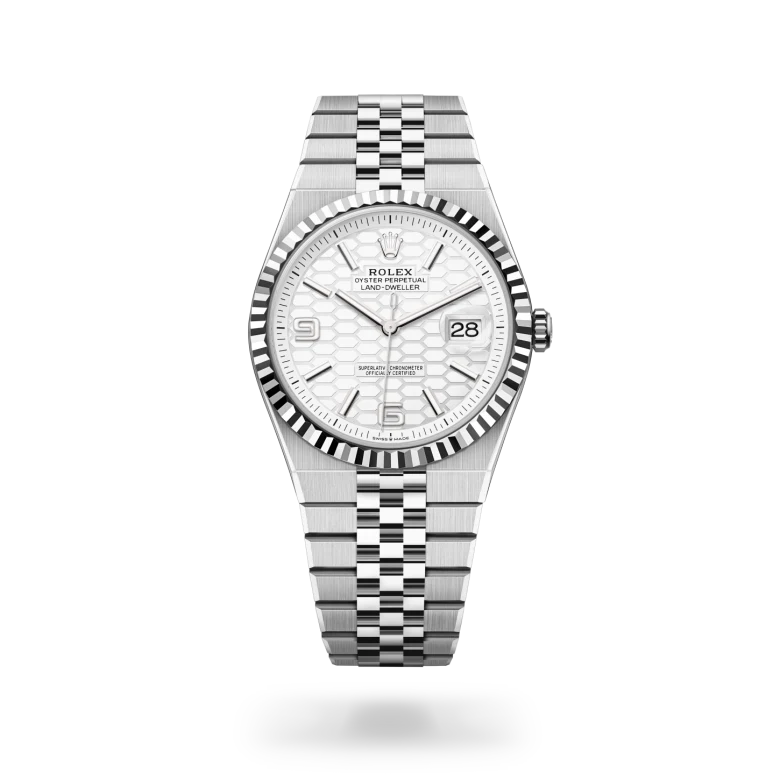 Rolex Land-Dweller in White Rolesor - combination of Oystersteel and white gold, M127334-0001 - Langfords Jewellers