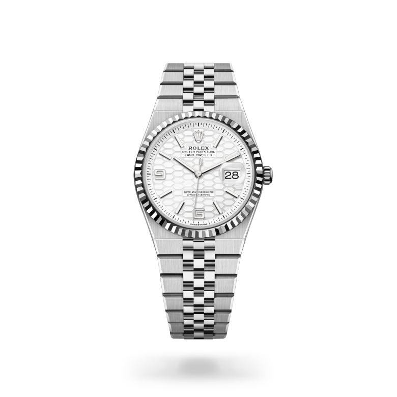 Rolex Land-Dweller in White Rolesor - combination of Oystersteel and white gold, M127234-0001 - Langfords Jewellers