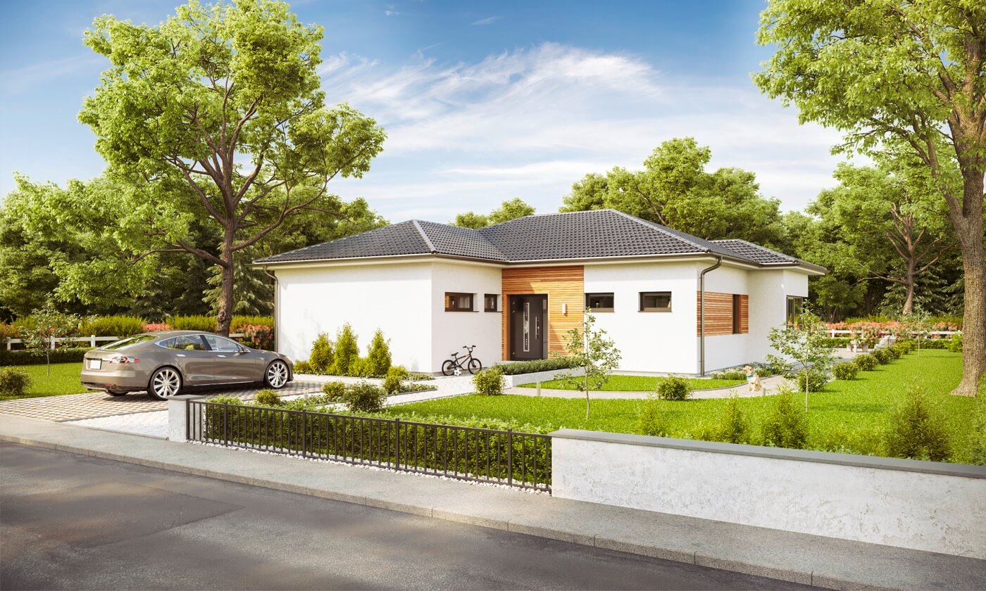 Vorderansicht des Bungalows S141 Large des Herstellers VARIO-BAU.