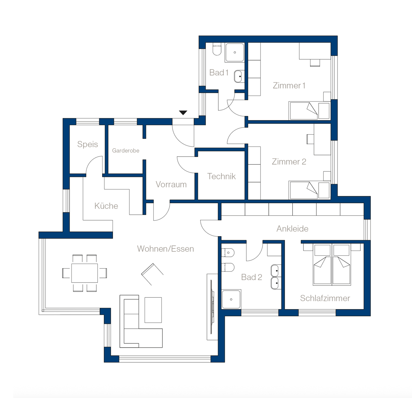 Grundriss vom Fertighaus Bungalow S141 Large von VARIO-BAU.