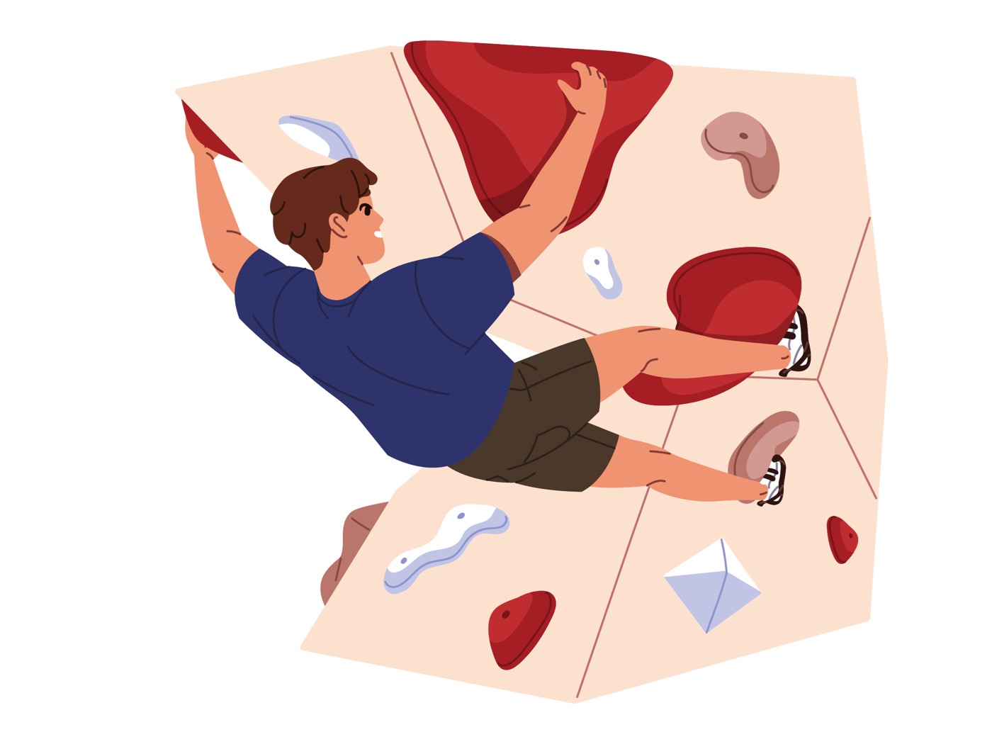 Ein Mann auf einer Kletterwand.