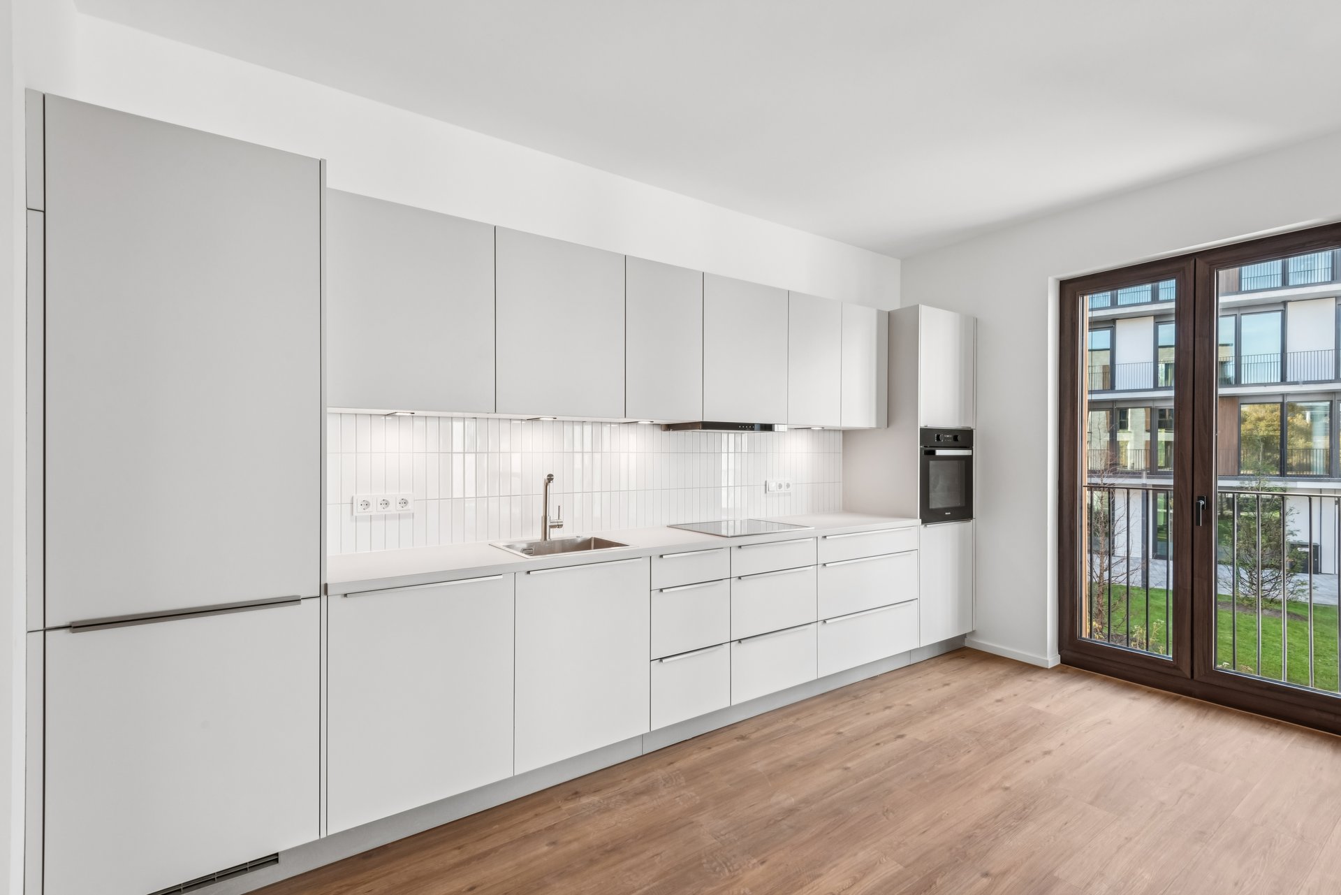 Einblick der Einbauküche im Neubauquartier Deiker Höfe in Düsseldorf Stockum