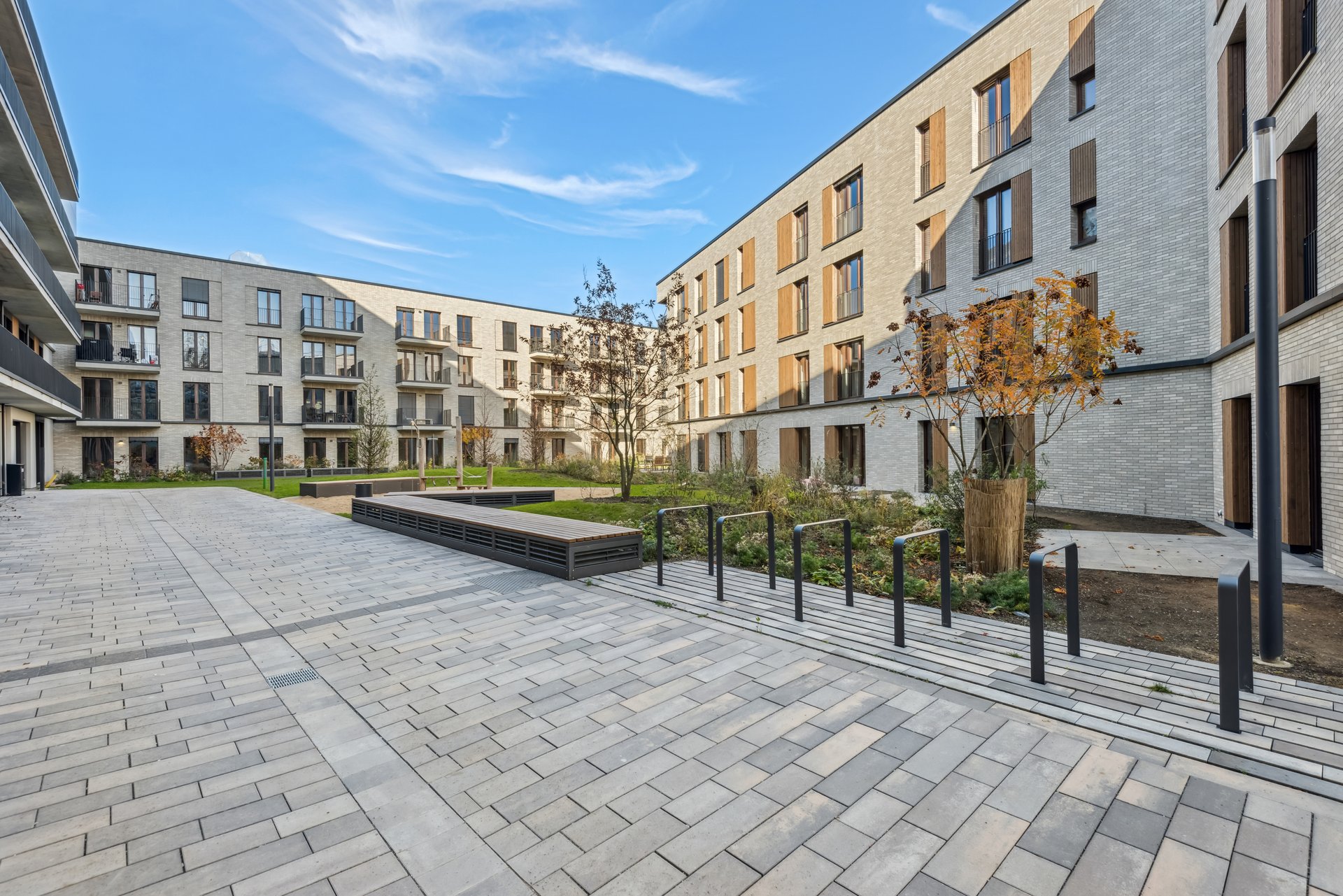 Innenhof im Neubauquartier Deiker Höfe in Düsseldorf Stockum