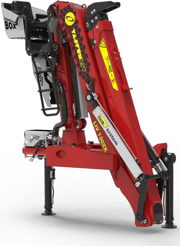 Hydraulic Tajfun LIV 130ZK crane in a folded position.