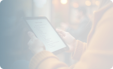 Woman holding the tablet