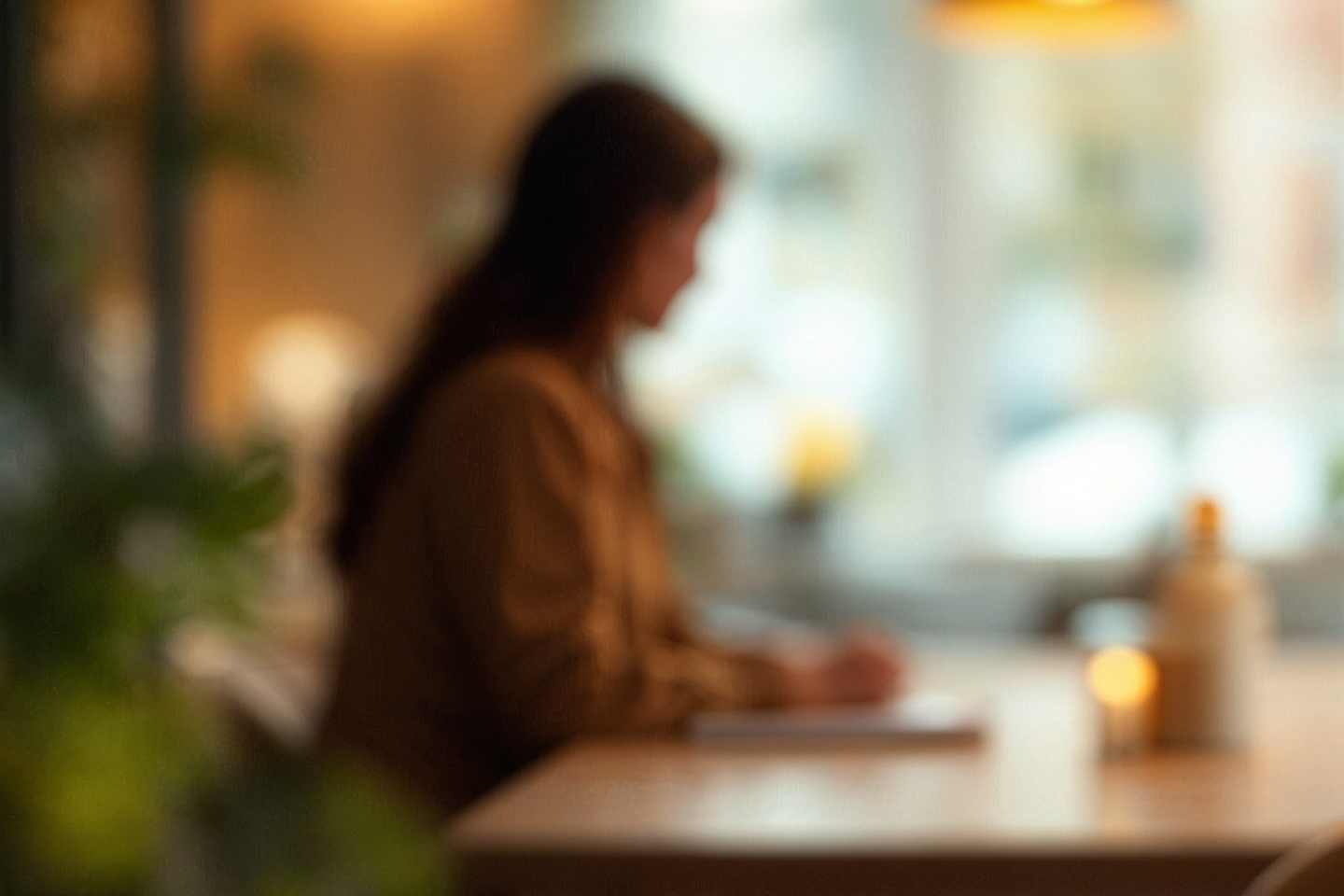 Woman sitting in the restaurant
