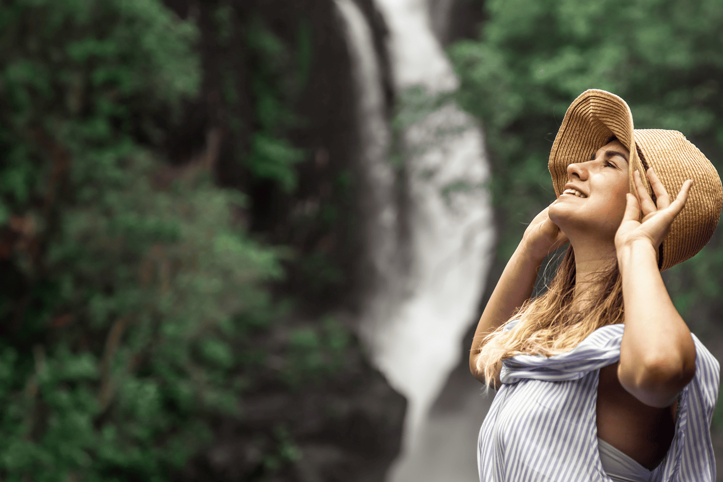 Young lady staying in the nature