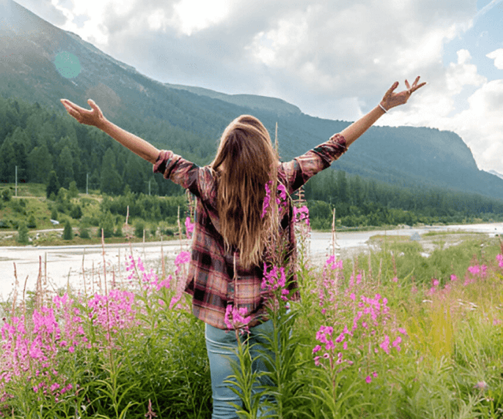 Young lady staying in the nature