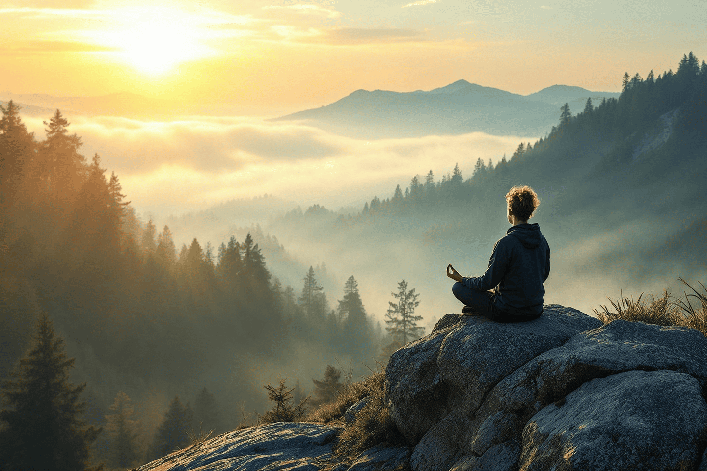 Woman meditating in the nature