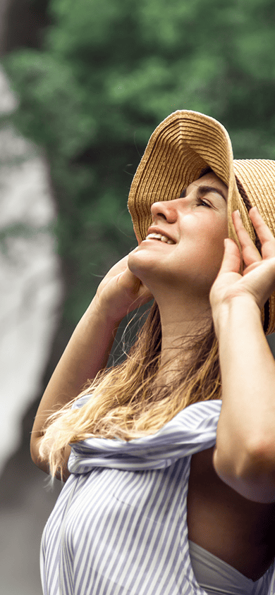 Young lady staying in the nature