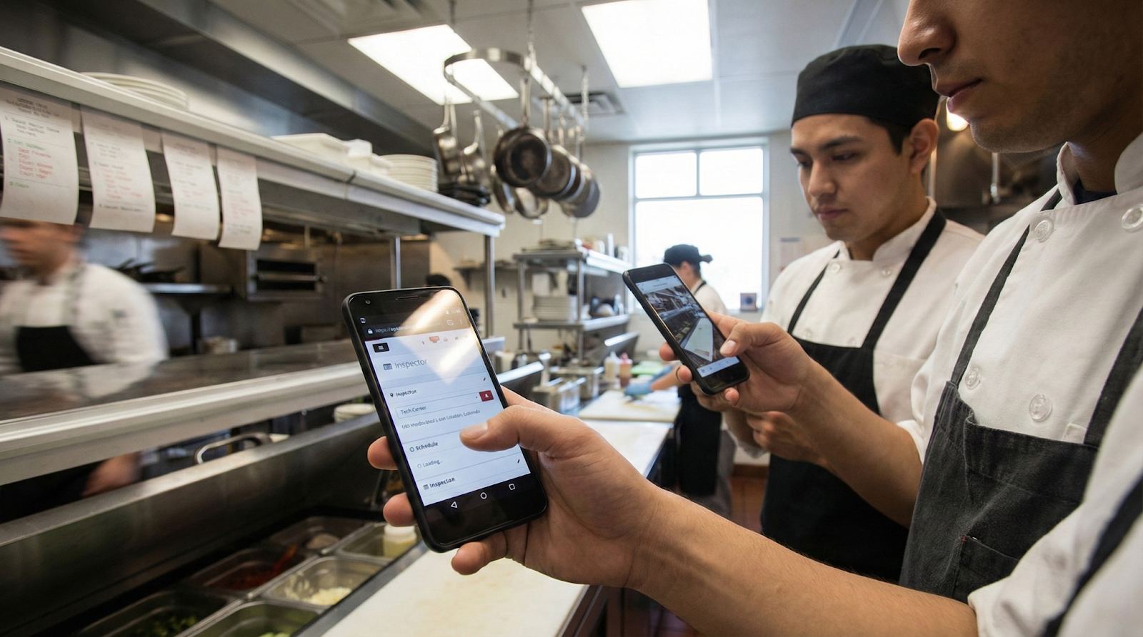 team members using OpsAnalitica mobile app to submit photo verification for daily operational tasks
