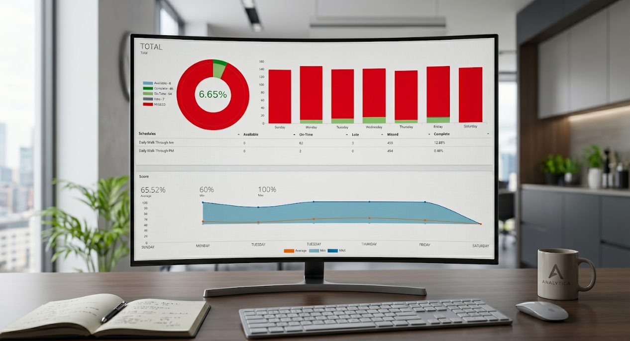 Dashboard showing real-time analytics and labor savings from digital operational compliance