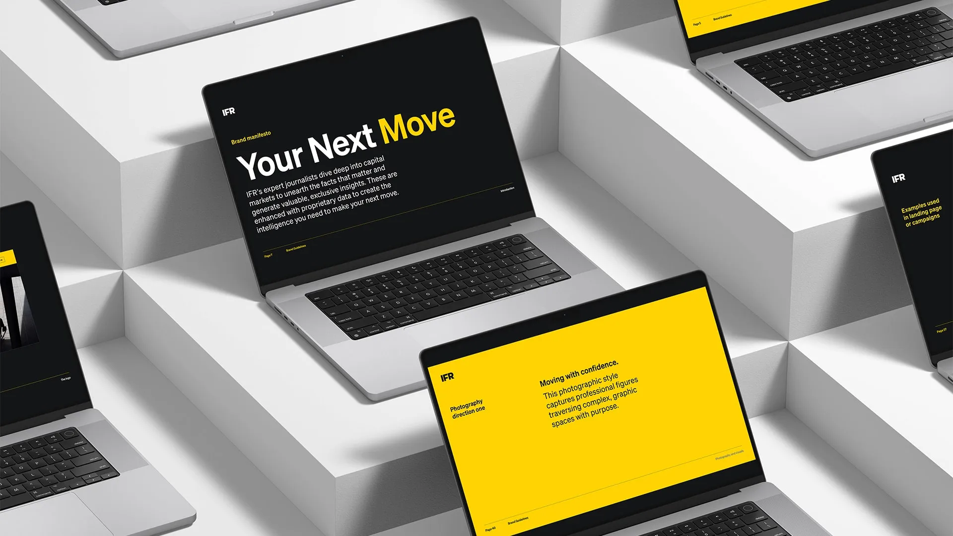 Open book spread on a yellow surface with a section titled 'Unlocking productivity, time and cost savings with AI' on the left page and 'AI-augmented knowledge creates competitive edge' with charts and a quote on the right page.