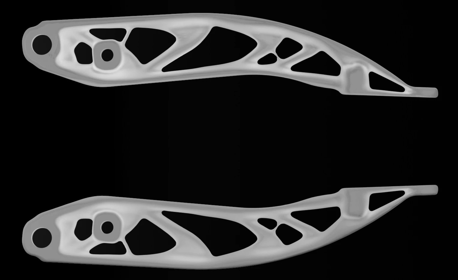 Topology optimized brake pedal. Made for additive manufacturing